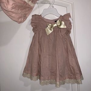 CYNTHIA ROWLEY 2pc Baby dress and Bonnet
